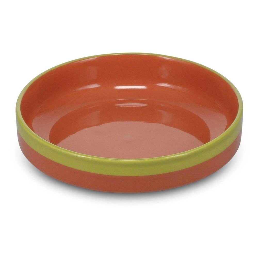 Farfurie verde/portocalie adâncă din gresie ø 21 cm Duo – ONA