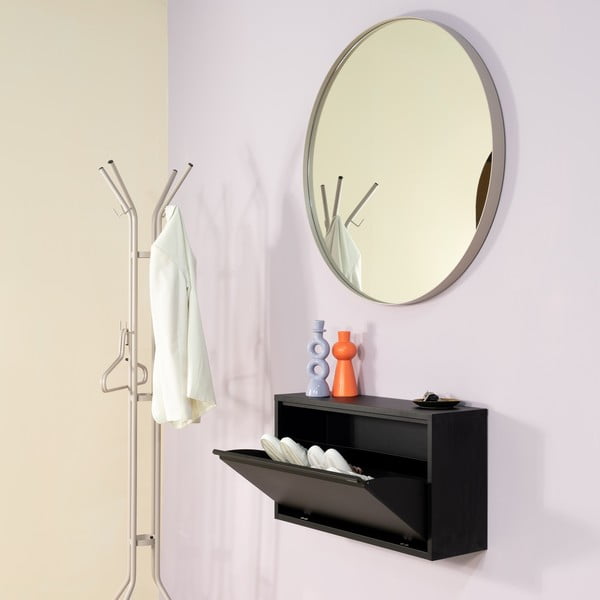 Pantofar negru cu deschidere înclinată/suspendat din metal 75x41x22 cm Billy – Spinder Design-image-1