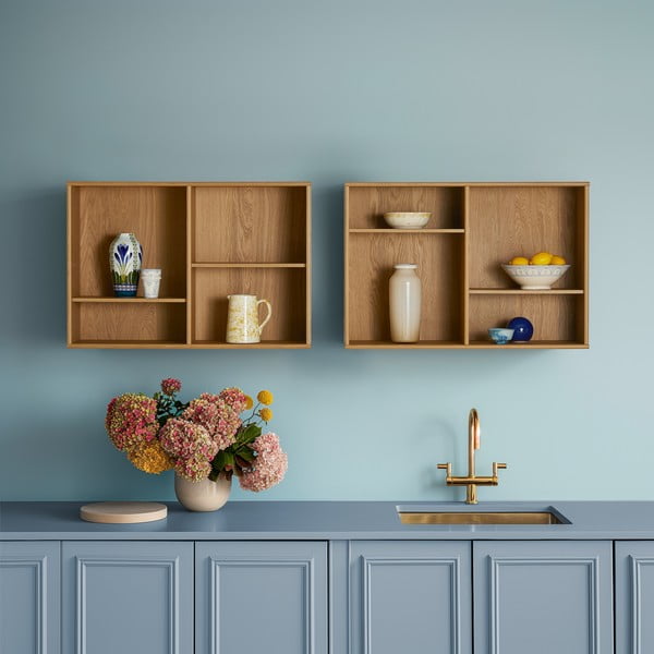 Bibliotecă în culoare naturală cu aspect de lemn de stejar suspendată 89x61 cm Mistral – Hammel Furniture-image-1