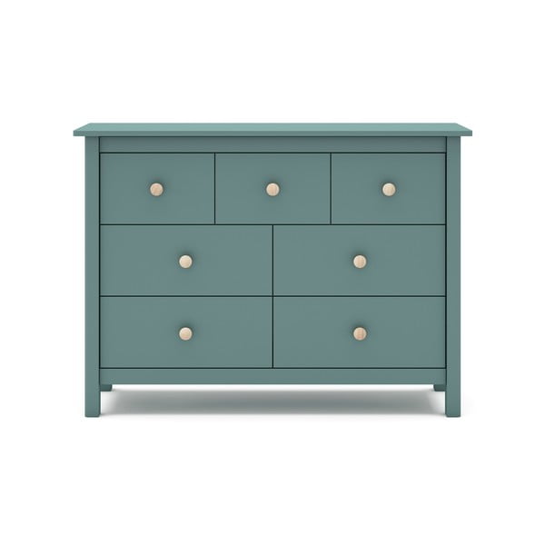 Comodă pentru copii în culoarea petrolului joasă din lemn de pin 110x80 cm Max – Marckeric-image-2