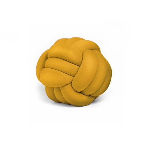 Pernă Knot Decorative Cushion, ⌀ 30 cm, galben muștar