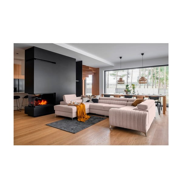 Colțar roz extensibil/cu spațiu de depozitare (cu colț pe partea stângă/în formă de "U") Louis – ELTAP-image-1