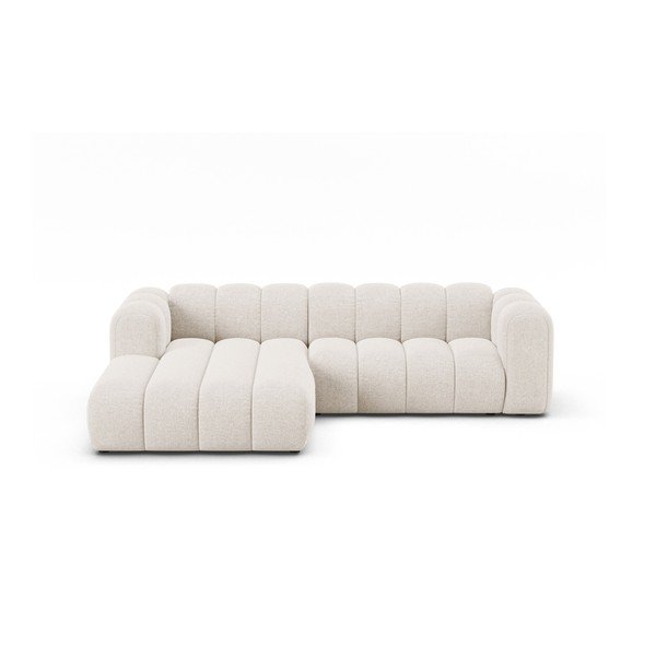 Colțar crem cu tapițerie din chenille (cu colț pe partea stângă/cu șezlong) Lupine – Micadoni 