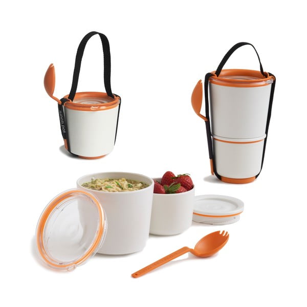 Bol pentru gustări Black + Blum Lunch Pot, alb - portocaliu-image-1