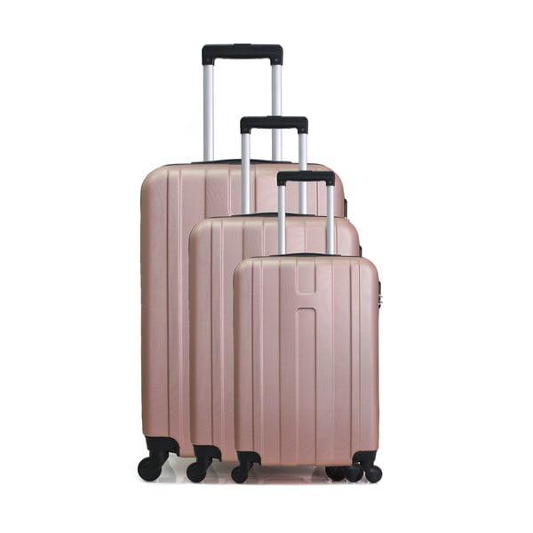 Set 3 valize cu roți pentru călătorie Hero Atlanta, roz