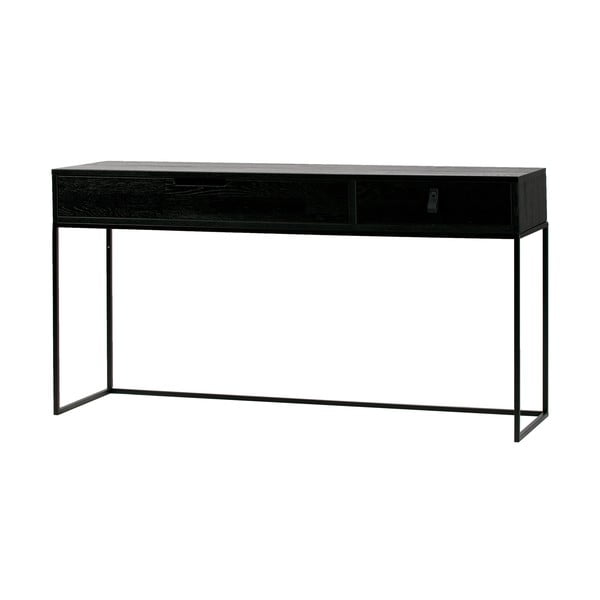 Masă tip consolă din lemn de stejar WOOOD Silas, negru-image-2