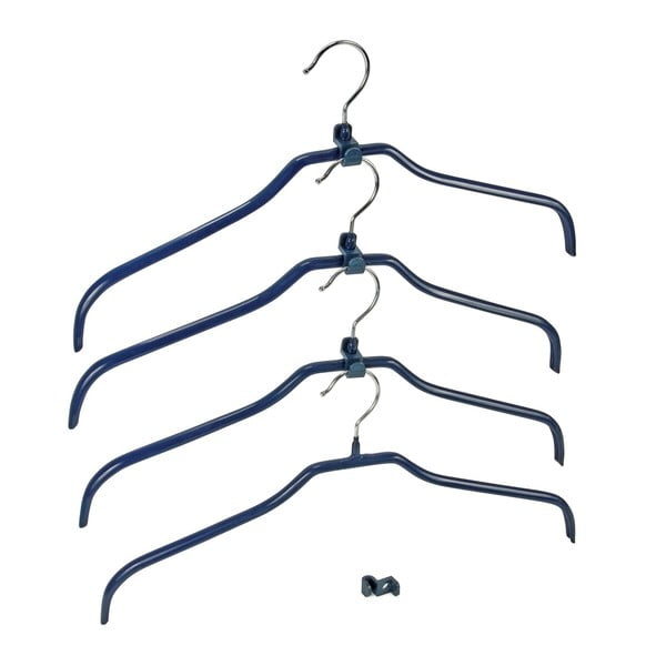 Set 4 umerașe antiderapante pentru haine și suporturi Wenko Hanger Slim, albastru-image-1