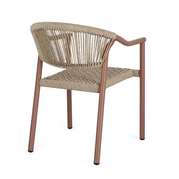 Scaun de grădină roșu/în culoare naturală din metal Canarias – Bizzotto-image-4