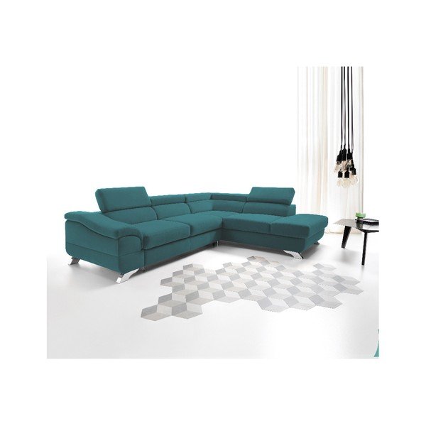 Colțar extensibil Windsor & Co Sofas Gamma, turcoaz, partea dreaptă-image-4