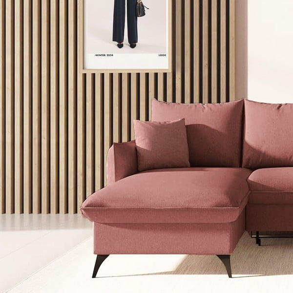 Colțar roz extensibil, cu spațiu de depozitare (cu colț pe partea stângă, cu șezlong) Brim – Rodier-image-4