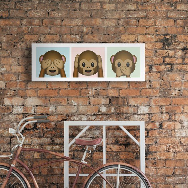 Tablou pe pânză OrangeWallz Emoji Monkey, 30 x 90 cm