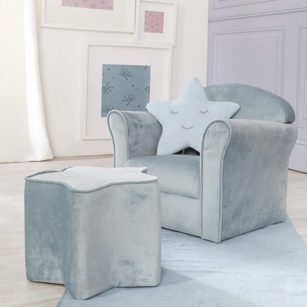 Fotoliu pentru copii  albastru deschis cu tapițerie din catifea Lil Sofa – Roba-image-1