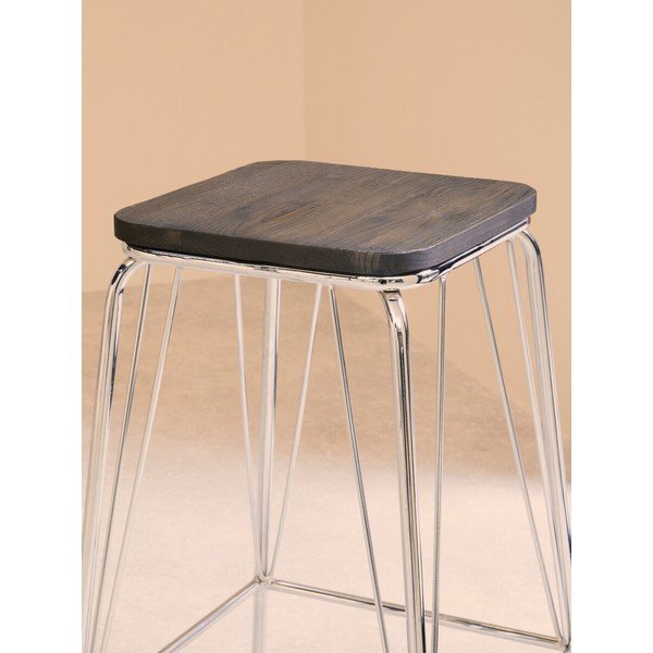Scaun tip taburet argintiu/în culoare naturală din lemn de ulm District – Premier Housewares-image-3