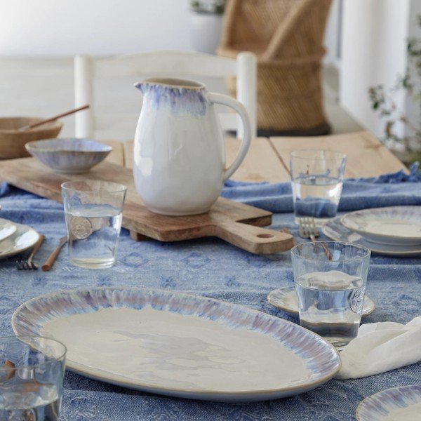 Platou servire din gresie ceramică Costa Nova Brisa, albastru - alb-image-1