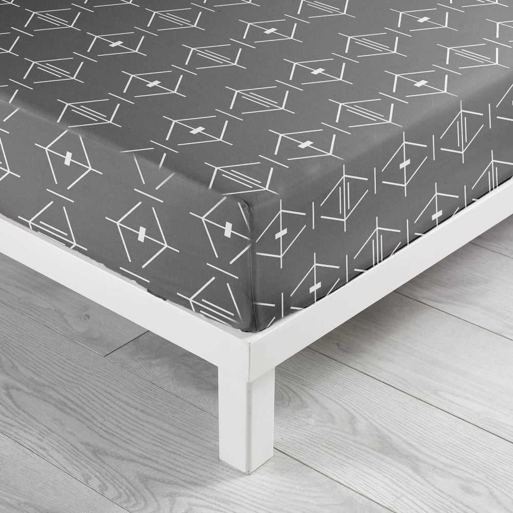 Cearceaf gri închis din bumbac cu elastic 140x190 cm Aristide – douceur d\'intérieur