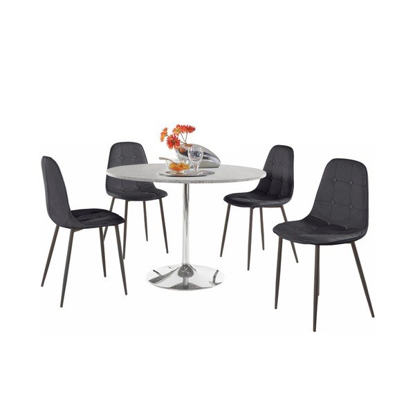 Set masă rotundă cu 4 scaune Støraa Terri Concrete, negru-image-1