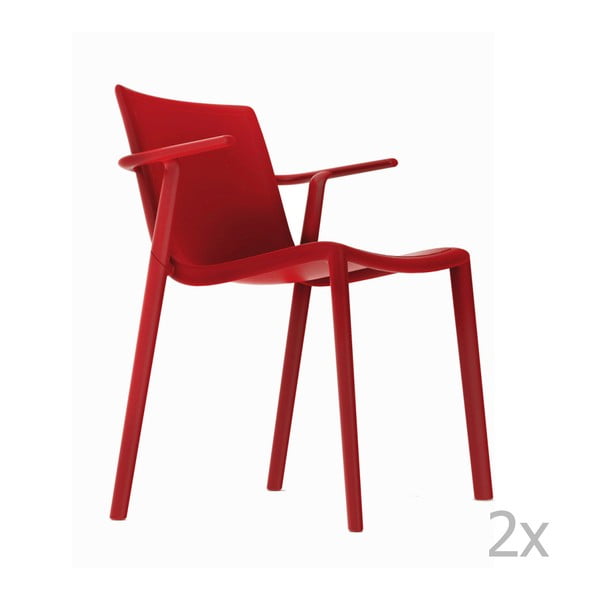 Set 2 scaune grădină, cu cotiere, Resol Kat, roșu