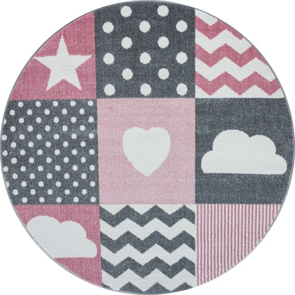 Covor pentru copii roz/gri ø 120 cm Kids – Ayyildiz Carpets