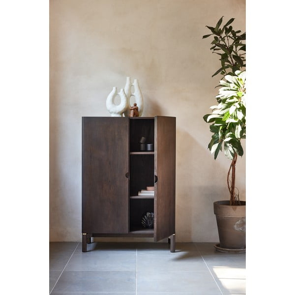 Dulap maro închis cu aspect de lemn de stejar 90x130 cm Arun – Unique Furniture-image-1