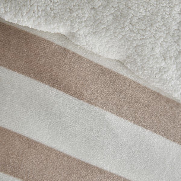 Lenjerie de pat în culoare naturală din sherpa pentru pat de o persoană 135x200 cm Cosy Sherpa Stripe – Catherine Lansfield-image-3