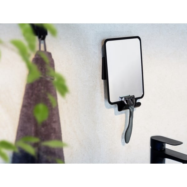 Oglindă cosmetică cu cuier 14x19.5 cm Quadro Black – Wenko-image-1