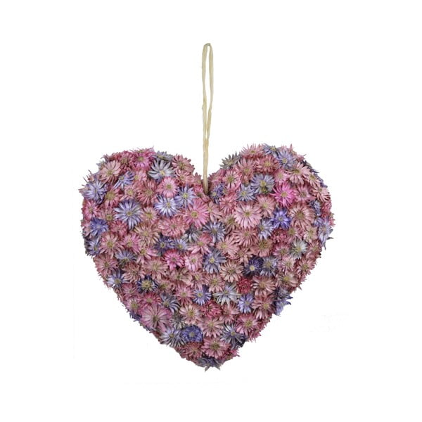 Inimă decorativă Ego Dekor, roz, flori