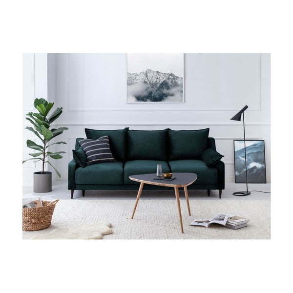 Canapea extensibilă cu husă din catifea și spațiu de depozitare Mazzini Sofas Freesia, 215 cm, albastru verde-image-4