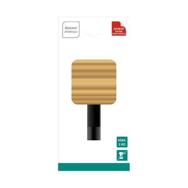 Cârlig negru/în culoare naturală autoadeziv din bambus Fixeo – douceur d'intérieur-image-1