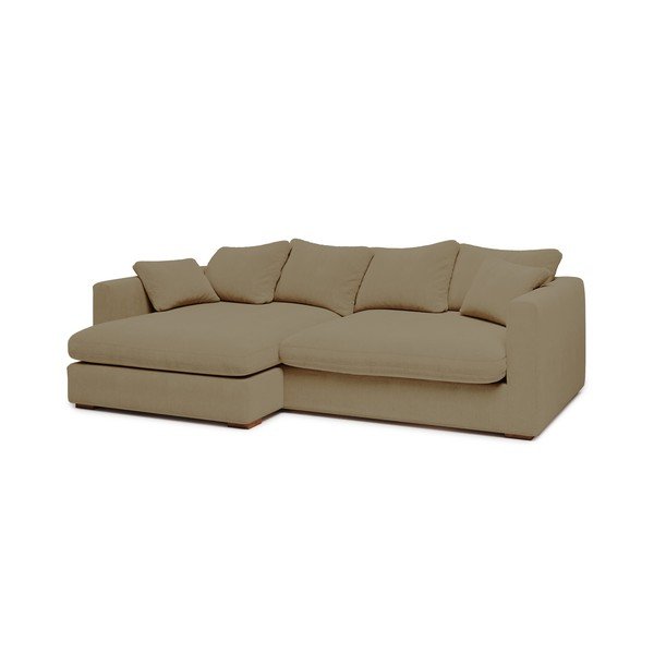 Colțar din catifea reiată bej (partea stângă) Comfy – Scandic-image-1