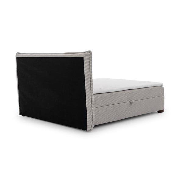 Pat boxspring gri deschis cu spațiu de depozitare 160x200 cm Lysa – Ropez-image-3