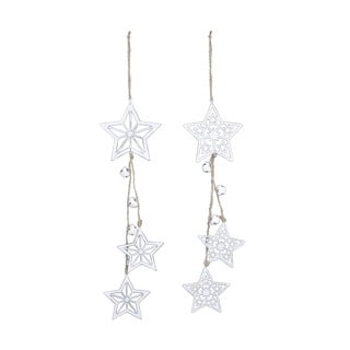 Set de 2 ornamente albe suspendate în formă de stele Ego Dekor