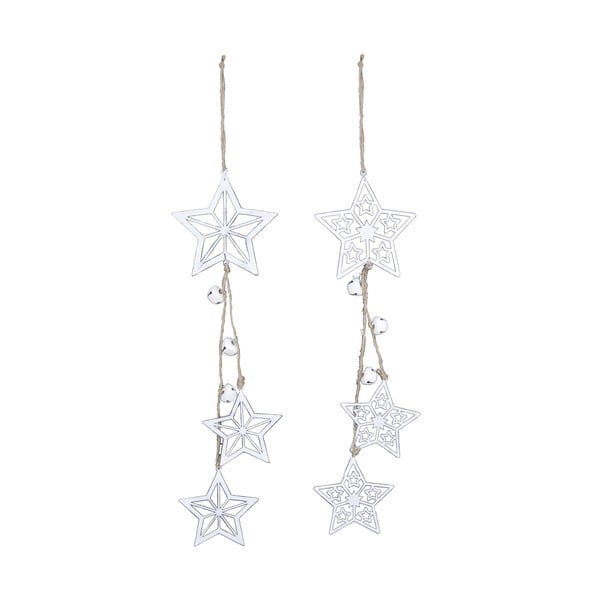 Set de 2 ornamente albe suspendate în formă de stele Ego Dekor