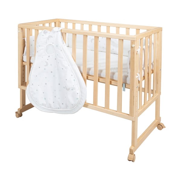 Pătuț în culoare naturală cu roți 90x45 cm Star Magic – Roba