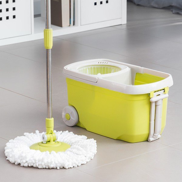 Set mop rotativ și găleată InnovaGoods, galben-image-1