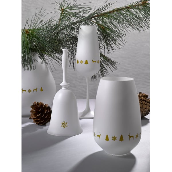 Clopot de Crăciun din sticlă Crystalex Nordic Vintage, înălțime 17,9 cm, alb-image-1