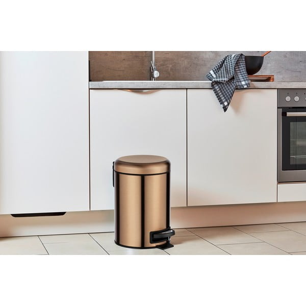 Coș de gunoi cu pedală Wenko Leman, 3 l, arămiu-image-1