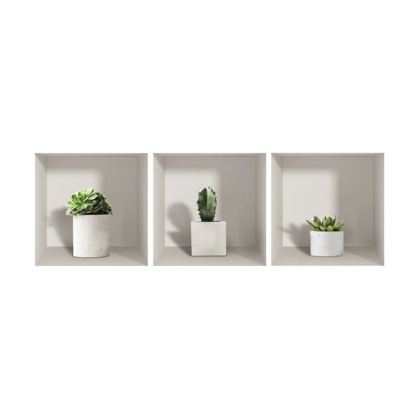 Set 3 autocolante 3D pentru perete Ambiance Cactus-image-2