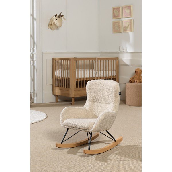 Fotoliu de copii bej balansoar cu tapițerie din țesătură bouclé Rocky – Vipack-image-1