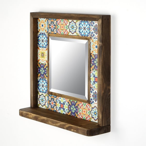 Oglindă de perete cu raft 32.5x33 cm – Wallity-image-1