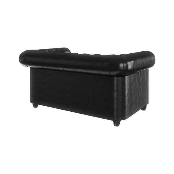 Canapea neagră extensibilă cu tapițerie din imitație de piele 148 cm York – Ropez-image-2