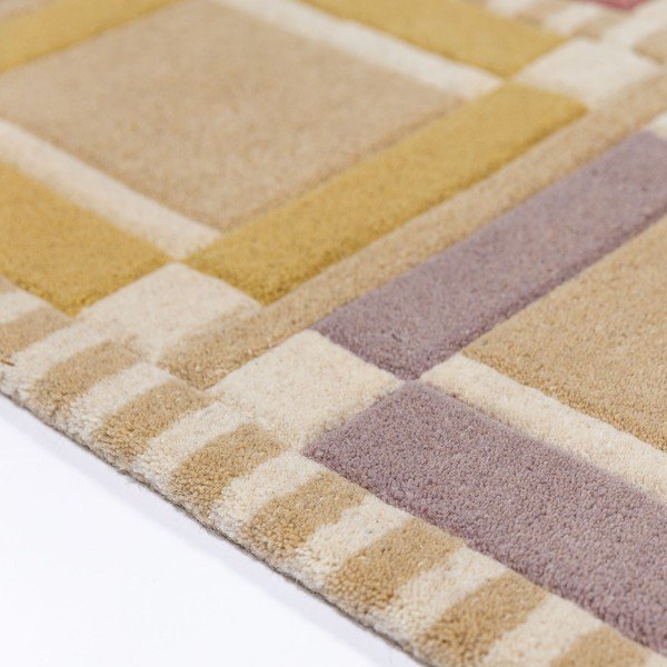Covor în culoare naturală țesut manual din lână 140x200 cm Quadro Wool – Flair Rugs-image-4