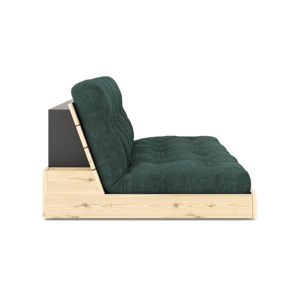 Canapea verde-închis extensibilă cu tapițerie din catifea reiată  196 cm Base – Karup Design-image-3