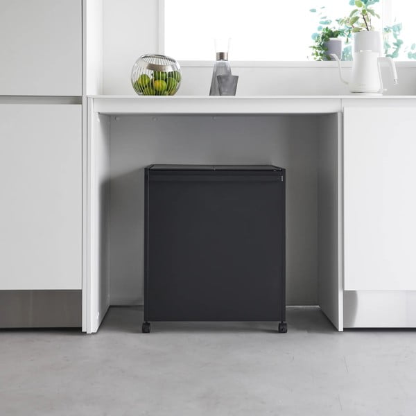 Coș de gunoi negru de reciclat din metal Tower – YAMAZAKI-image-1