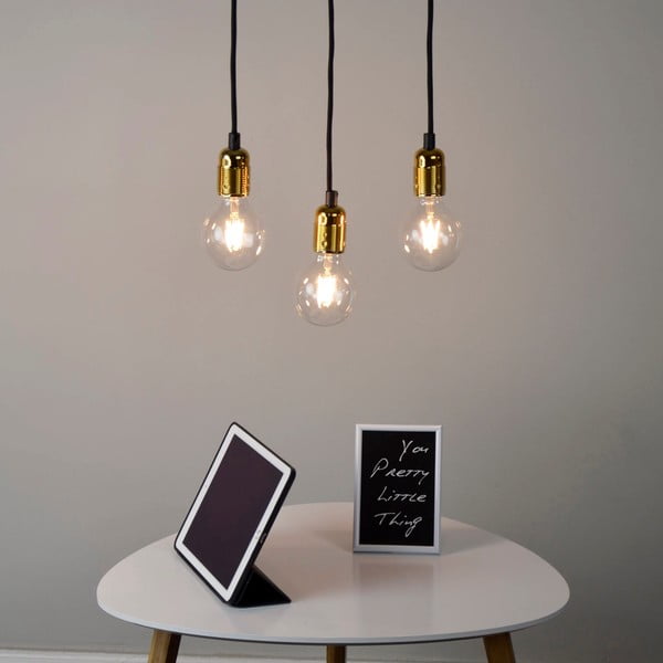 Lustră 3 cabluri Sotto Luce Uno, negru - auriu-image-1