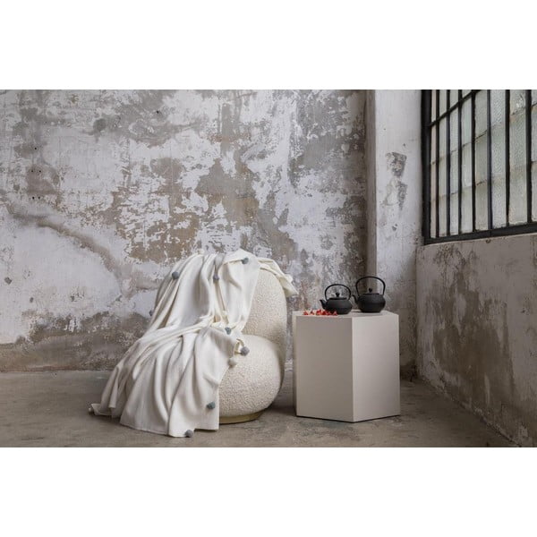 Cuvertură crem din polar, fleece 150x200 cm Pom Pom – Mijolnir-image-2