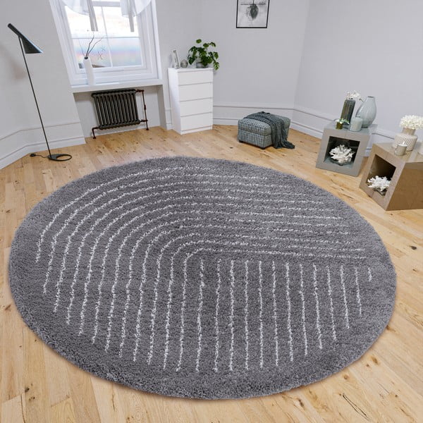 Covor gri închis rotund ø 120 cm Dion – Hanse Home-image-1