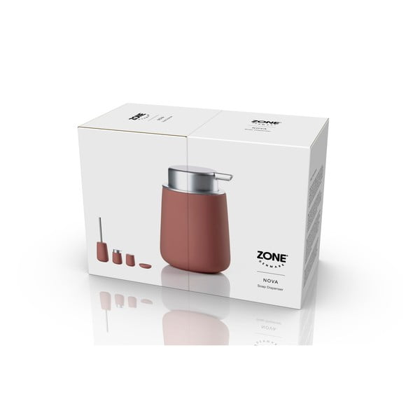 Dozator de săpun lichid roșu deschis din porțelan 250 ml Nova – Zone-image-3
