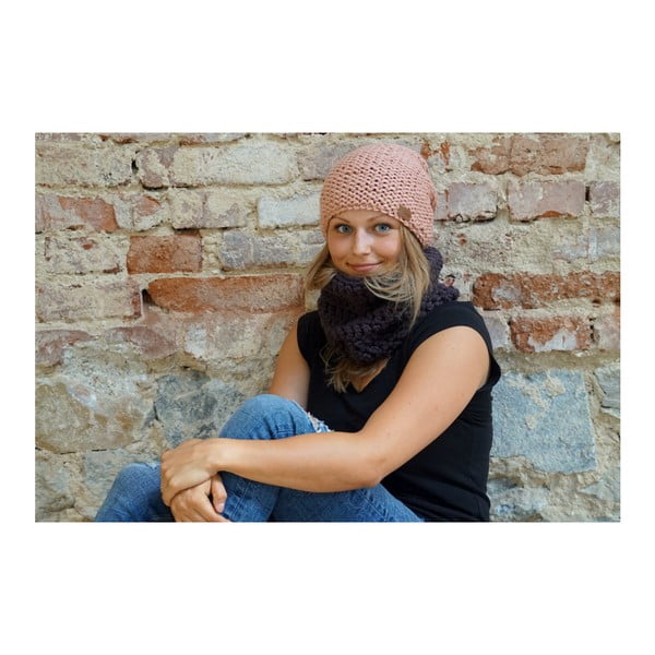 Eșarfă rotundă tricotată manual DOKE Plum-image-3