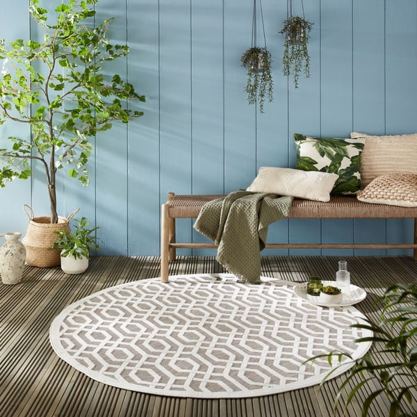 Covor de exterior bej rotund ø 160 cm Mondo - Flair Rugs-image-1