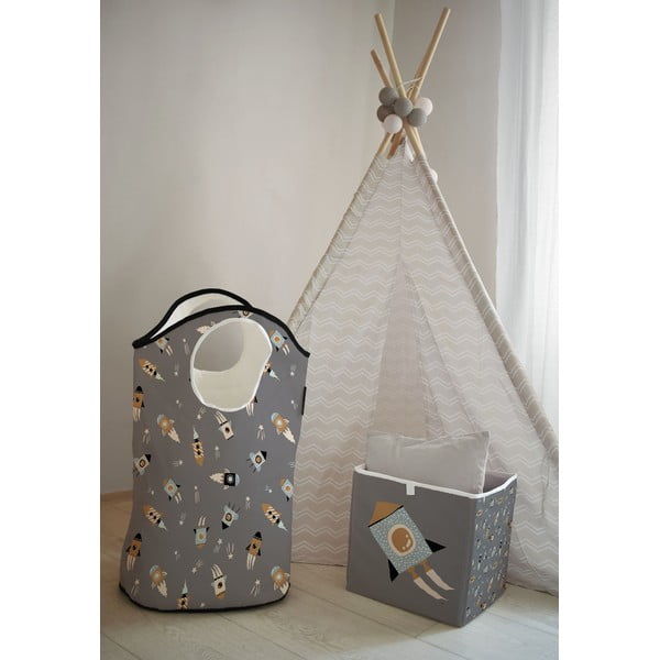 Cutie de depozitare pentru copii din țesătură gri Cosmos - Butter Kings-image-1